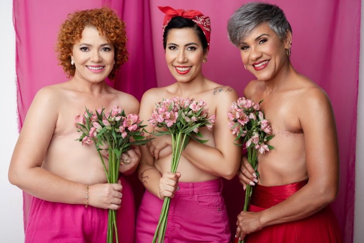 Imagem: Ilma Teodoro, Eliza Montes e Emily Coffacci são embaixadoras da Campanha Outubro Rosa do Hospital de Câncer Alfredo Abrão
